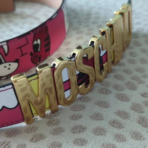 Moschino Logo Buckle Comic print leather belt - Picture 9 of 12